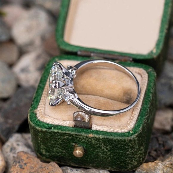 CZ Engagement Ring, Cubic Zirconia Wedding Ring, CZ Bling Promise Ring - Picture 7 of 8